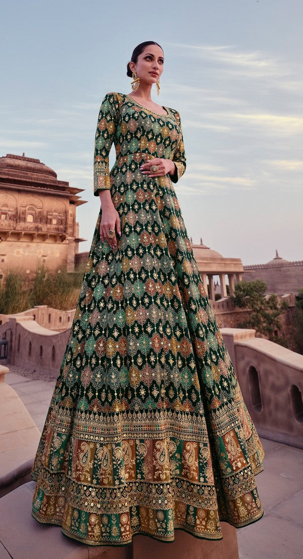 Lovely Green Color Georgette Fabric Partywear Suit