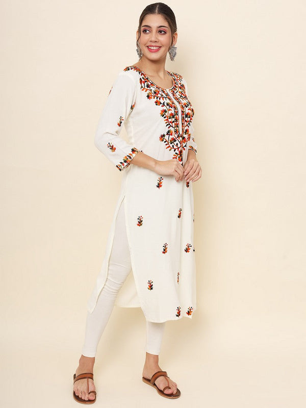 Lovely White Color Rayon Fabric Casual Kurti