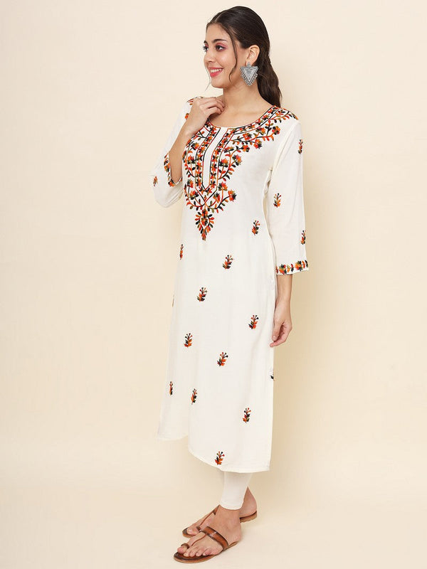 Lovely White Color Rayon Fabric Casual Kurti