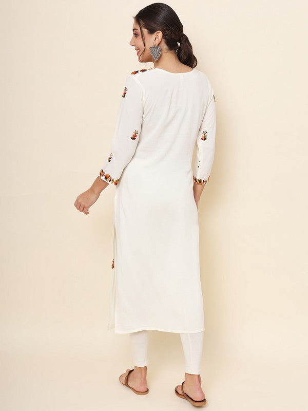 Lovely White Color Rayon Fabric Casual Kurti