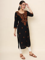 Lovely Black Color Rayon Fabric Casual Kurti