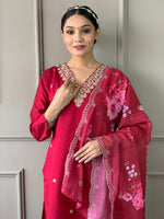 Divine Red Color Viscose Fabric Designer Suit