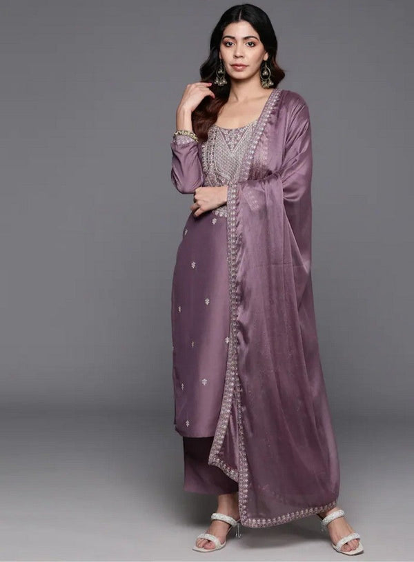 Divine Wine Color Viscose Fabric Designer Suit