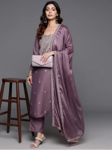 Divine Wine Color Viscose Fabric Designer Suit