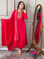 Divine Red Color Viscose Fabric Designer Suit