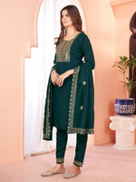 Divine Green Color Viscose Fabric Designer Suit