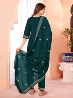 Divine Green Color Viscose Fabric Designer Suit