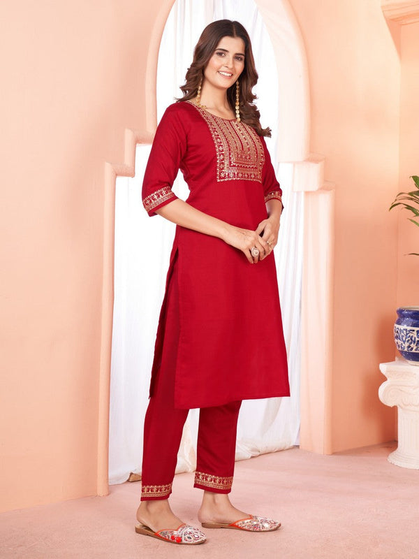 Divine Maroon Color Viscose Fabric Designer Suit