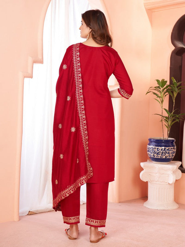 Divine Maroon Color Viscose Fabric Designer Suit