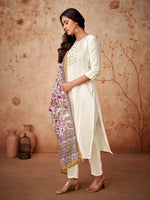 Divine Cream Color Viscose Fabric Designer Suit