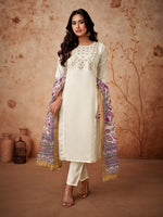 Divine Cream Color Viscose Fabric Designer Suit