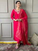 Divine Red Color Viscose Fabric Designer Suit