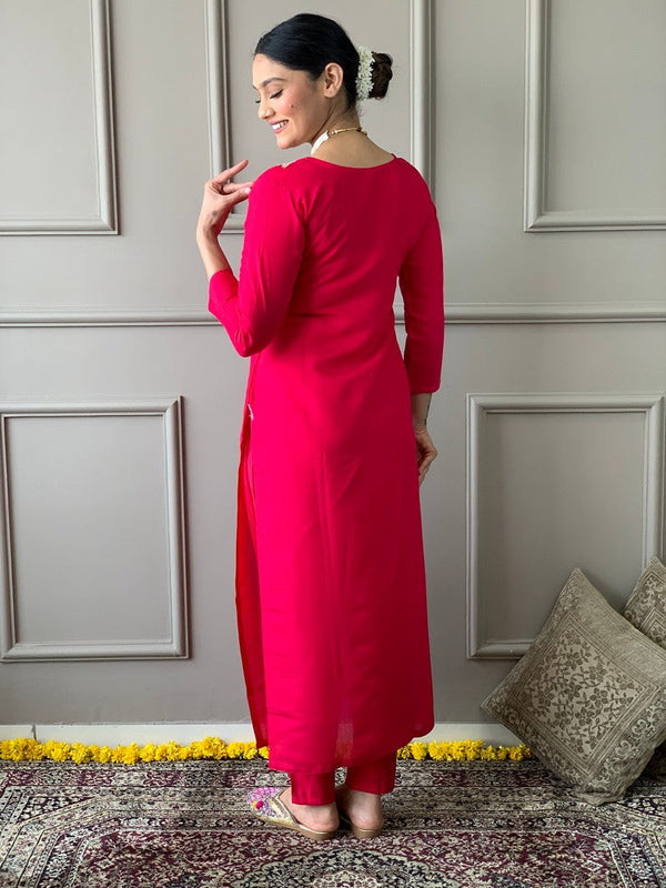 Divine Red Color Viscose Fabric Designer Suit