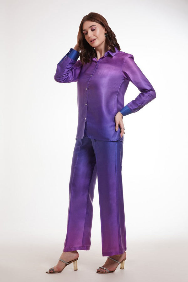 Amazing Purple Color Satin Fabric Cord Set
