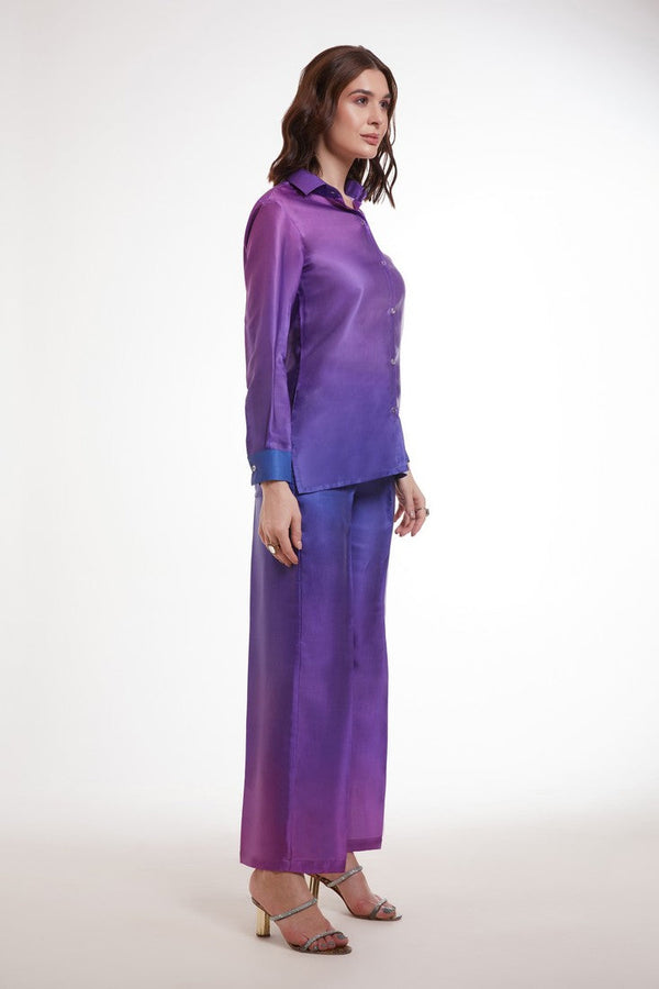 Amazing Purple Color Satin Fabric Cord Set