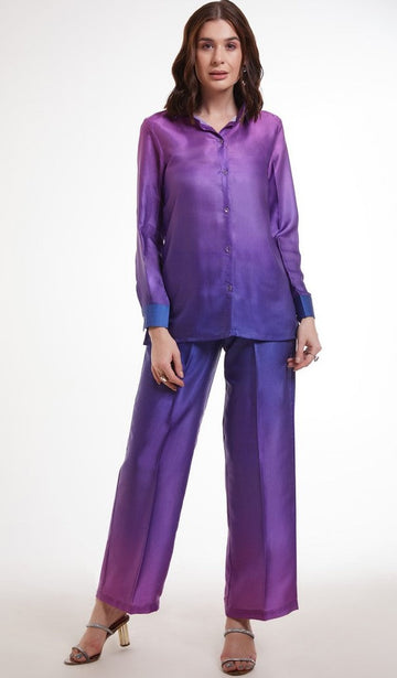 Amazing Purple Color Satin Fabric Cord Set