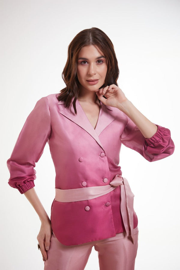 Amazing Pink Color Satin Fabric Cord Set