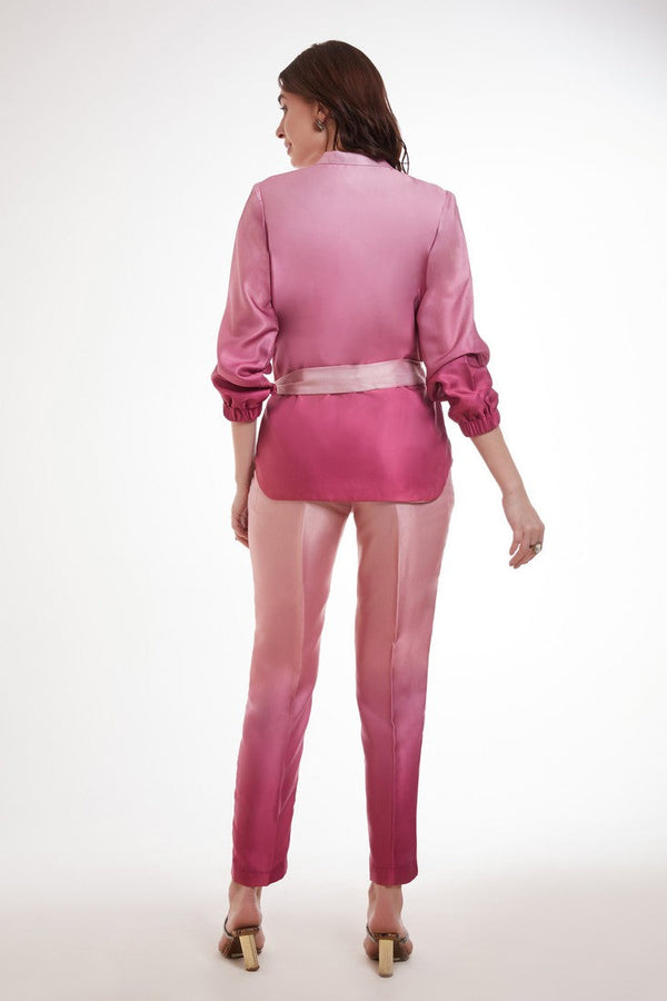Amazing Pink Color Satin Fabric Cord Set