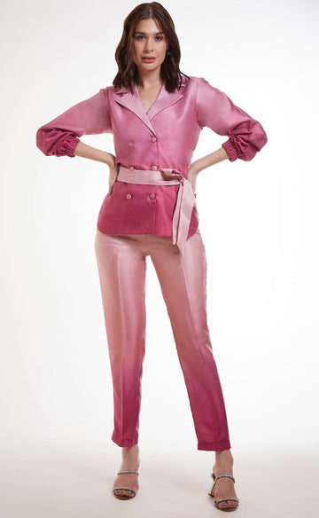 Amazing Pink Color Satin Fabric Cord Set
