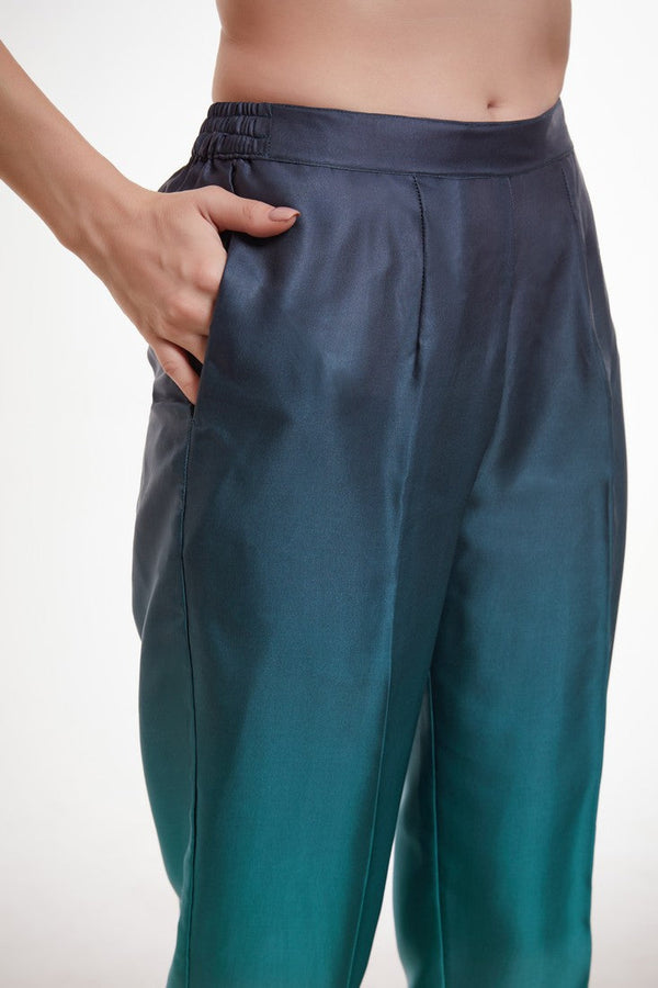 Amazing Teal Color Satin Fabric Cord Set