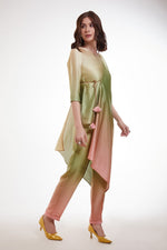Amazing Green Color Satin Fabric Cord Set