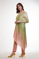 Amazing Green Color Satin Fabric Cord Set
