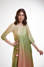 Amazing Green Color Satin Fabric Cord Set