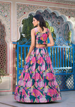 Dazzling Teal Color Georgette Fabric Party Wear Lehenga