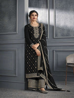 Tasteful Black Color Silk Fabric Plazzo Suit