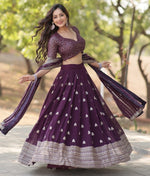 Superb Voilet Color Georgette Fabric Party Wear Lehenga