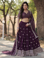 Superb Voilet Color Georgette Fabric Party Wear Lehenga