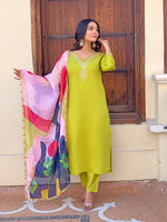 Tasteful Green Color Viscose Fabric Designer Suit