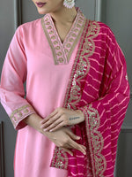 Tasteful Pink Color Viscose Fabric Designer Suit