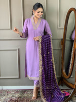 Tasteful Purple Color Viscose Fabric Designer Suit