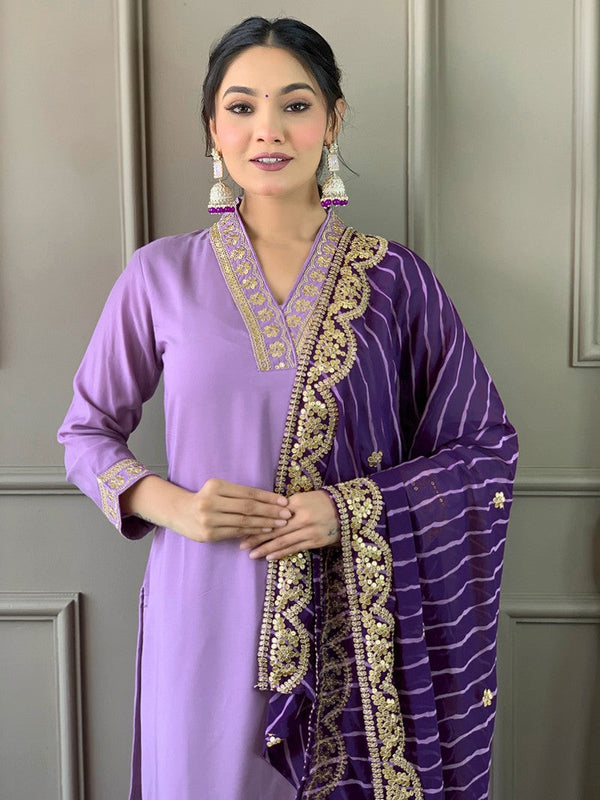 Tasteful Purple Color Viscose Fabric Designer Suit