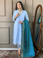 Tasteful Aqua Color Viscose Fabric Designer Suit