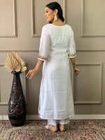 Tasteful White Color Chanderi Fabric Designer Suit