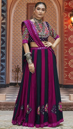 Dazzling Black Color Viscose  Fabric Party Wear Lehenga