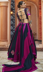 Dazzling Black Color Viscose  Fabric Party Wear Lehenga