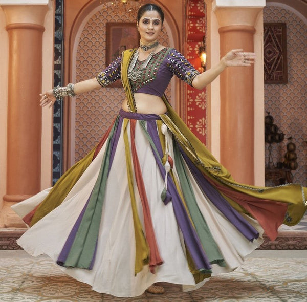 Dazzling Multi Color Viscose  Fabric Party Wear Lehenga