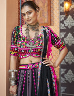 Dazzling Black Color Viscose  Fabric Party Wear Lehenga