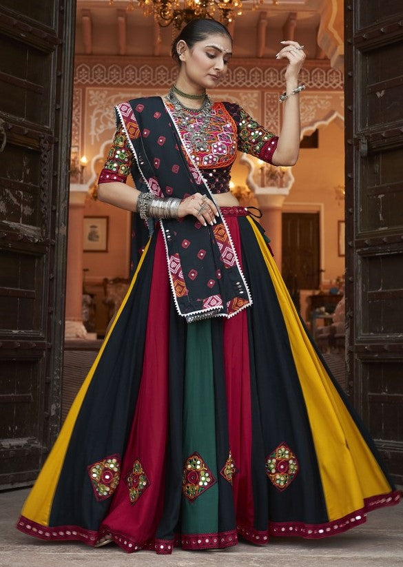 Dazzling Multi Color Viscose  Fabric Party Wear Lehenga