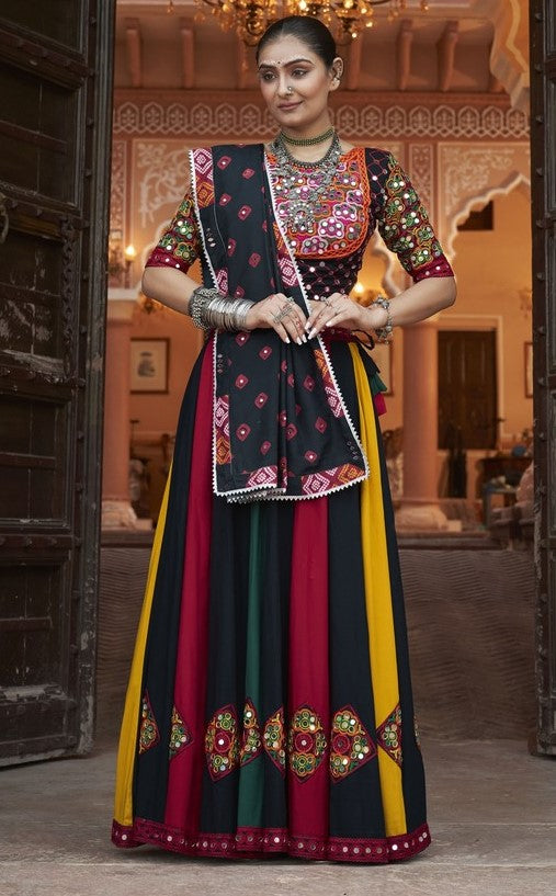 Dazzling Multi Color Viscose  Fabric Party Wear Lehenga