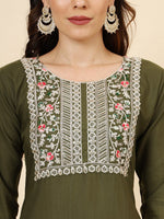 Dazzling Green Color Cotton Fabric Designer Suit