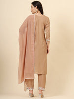 Dazzling Peach Color Cotton Fabric Designer Suit