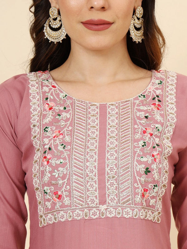 Dazzling Pink Color Cotton Fabric Designer Suit