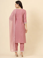 Dazzling Pink Color Cotton Fabric Designer Suit