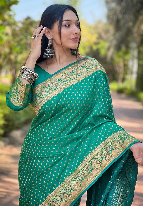 Beauteous Green Color Banarasi Fabric Partywear Saree