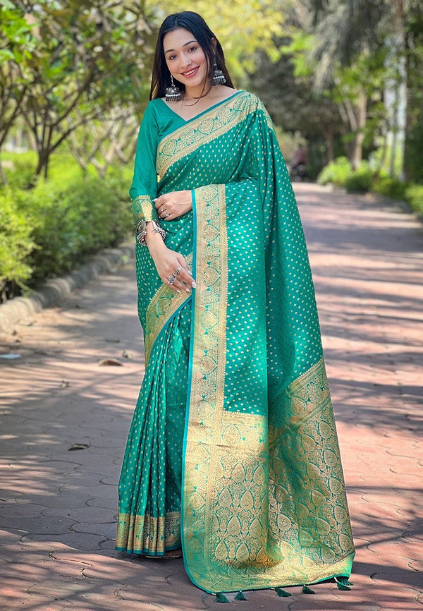 Beauteous Green Color Banarasi Fabric Partywear Saree