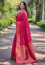 Beauteous Magenta Color Banarasi Fabric Partywear Saree